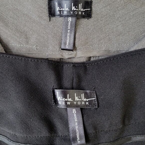 Nicole Miller Capri Pants Size 8 32X22 Two 2 Pair Black Gray Front Zip Pockets - Picture 7 of 12